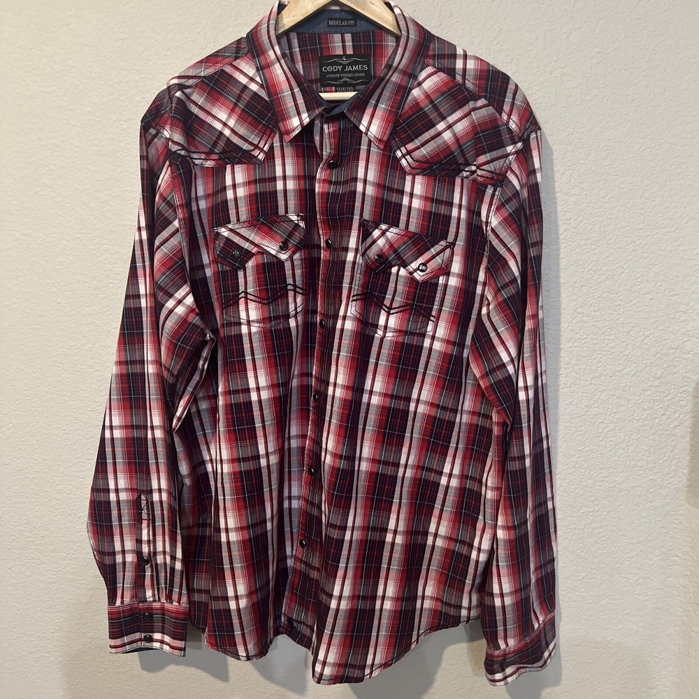 Cody James Western Shirt Men's Size2XL black Pearl Snap Long Sleeve Cowboy RED